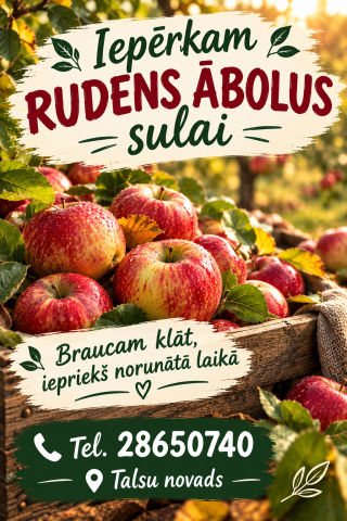 Foto 1, Rudens ābolus sulām. Izbraucam pa visu Talsu novadu. Tālr. 28650740.